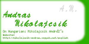 andras mikolajcsik business card